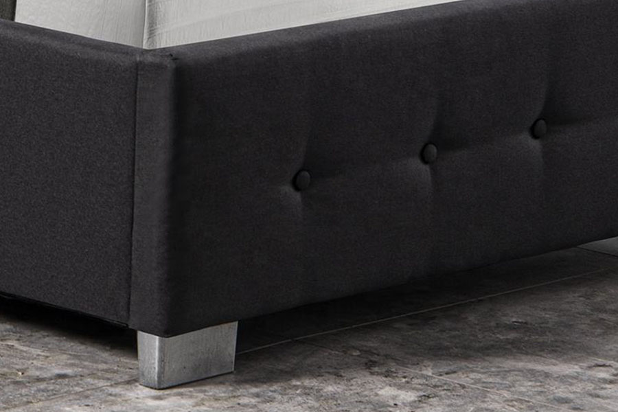 1286G massief houten gestoffeerd eenpersoons bedframe met opbergruimte met getufte knopen