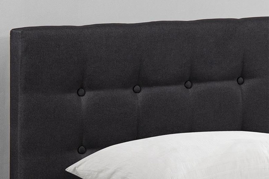 1286G massief houten gestoffeerd eenpersoons bedframe met opbergruimte met getufte knopen