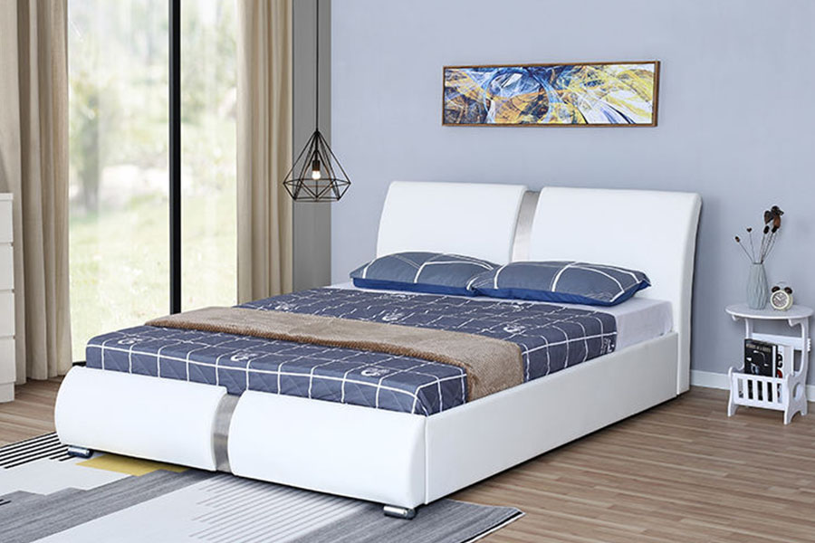 1285G Multi-size kunstleer poef slaapkamer met opbergruimte, gestoffeerd bedframe