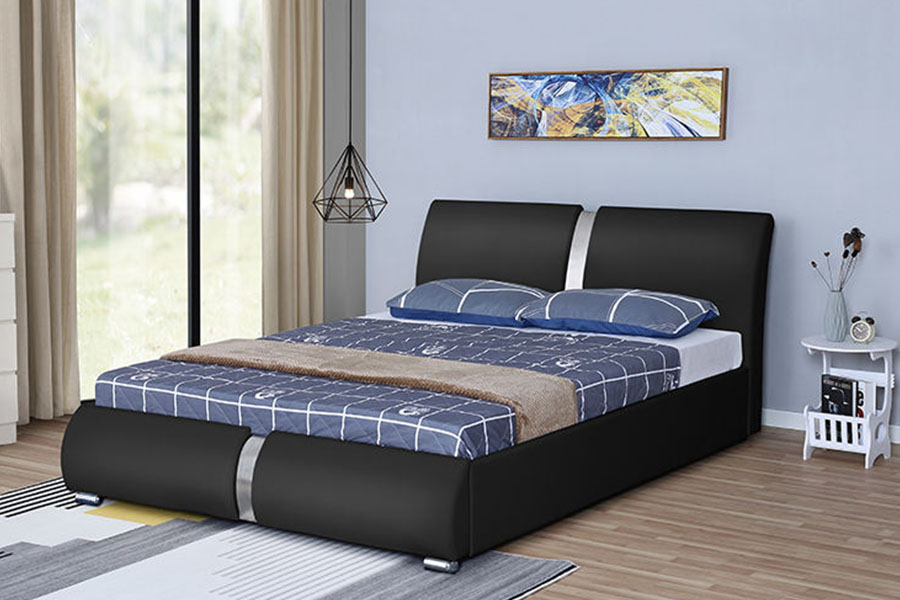 1285G Multi-size kunstleer poef slaapkamer met opbergruimte, gestoffeerd bedframe