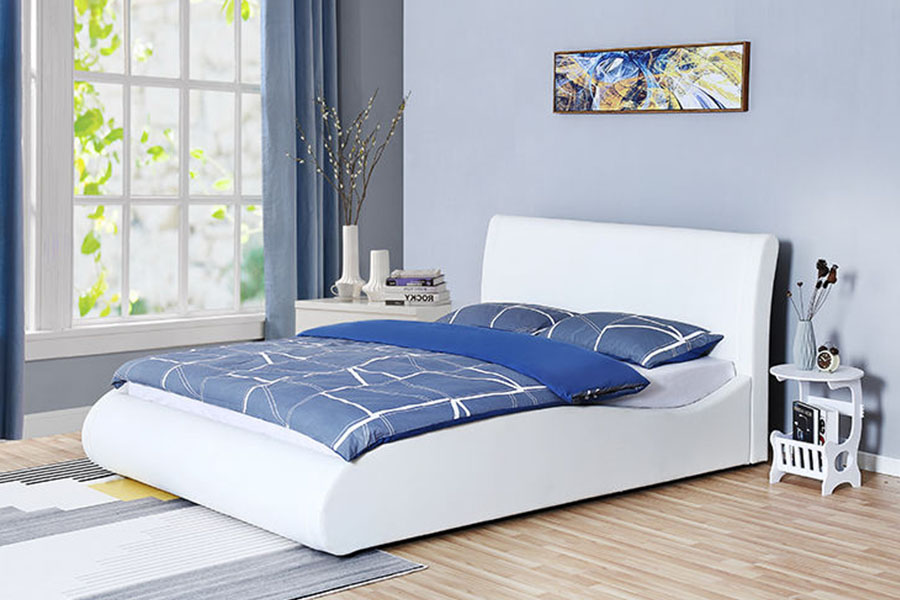1280G zacht hoofdbord kunstleer met gaslift slaapkamerbedframe met opbergruimte