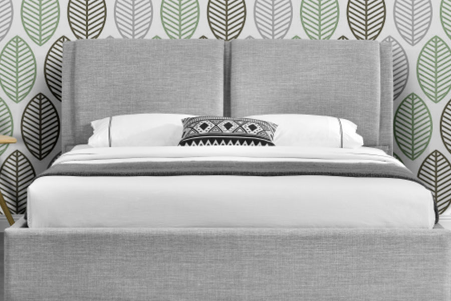 1256G Luxe linnen poef met gaslift, gestoffeerd bedframe