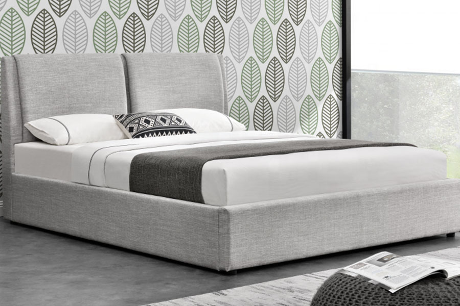 1256G Luxe linnen poef met gaslift, gestoffeerd bedframe