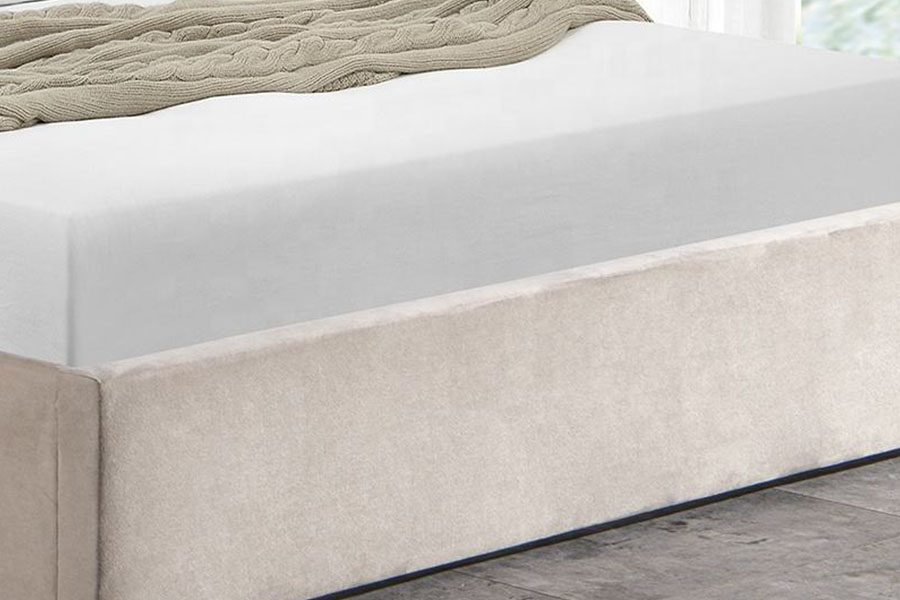 1250G fluwelen hoofdeinde met knoop-hoofdbord, dubbel gestoffeerd bedframe met opbergruimte