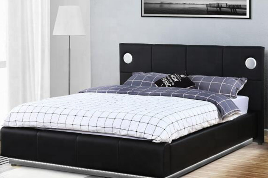 1239-1GS PU-leer LED-muziekluidspreker met gasveerbed met opbergruimte