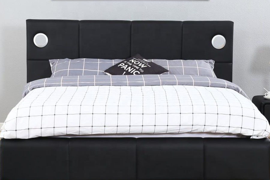 1239-1GS PU-leer LED-muziekluidspreker met gasveerbed met opbergruimte