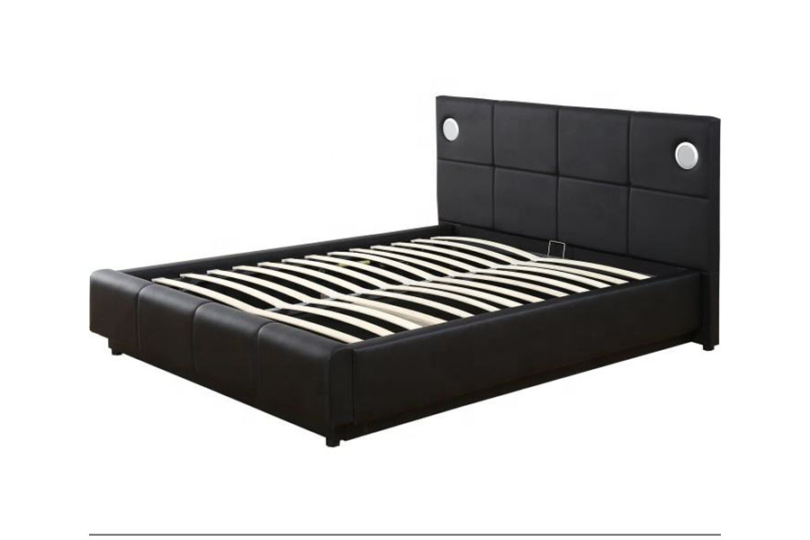 1239-1GS PU-leer LED-muziekluidspreker met gasveerbed met opbergruimte